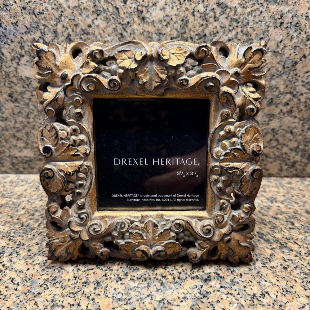 Drexel Heritage Gold Ornate Picture Photo Frame 3.5x3.5 Baroque Rococo Tabletop